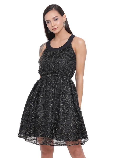 round neck laced blouson dress - 17843710 - Standard Image - 0