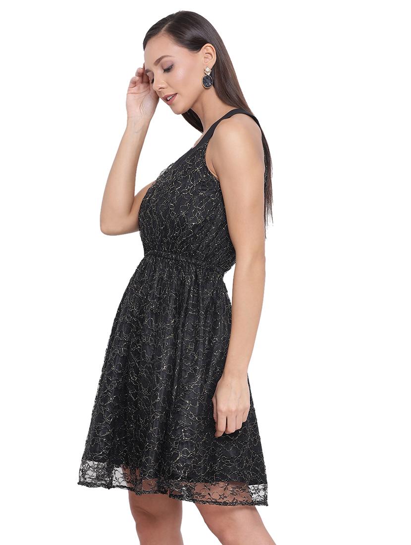 round neck laced blouson dress - 17843710 - Standard Image - 1