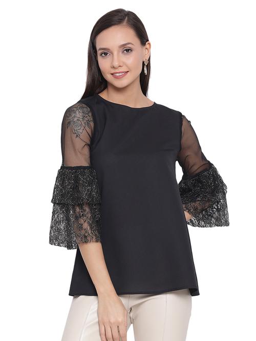 bell sleeved solid top - 17843718 - Standard Image - 0