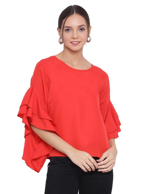 bell sleeved solid top - 17843727 - Standard Image - 0