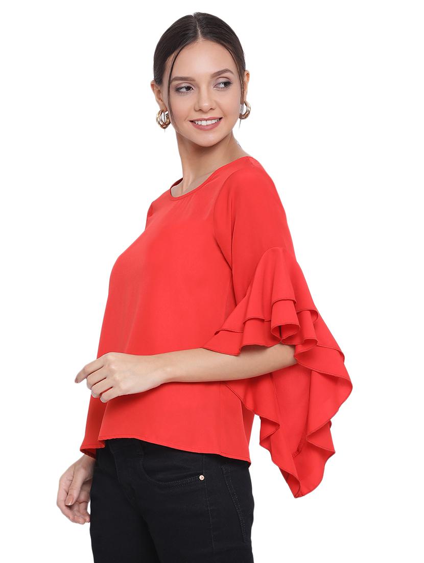 bell sleeved solid top - 17843727 - Standard Image - 1