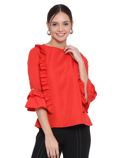 bell sleeved solid top - 17843728 - Standard Image - 0