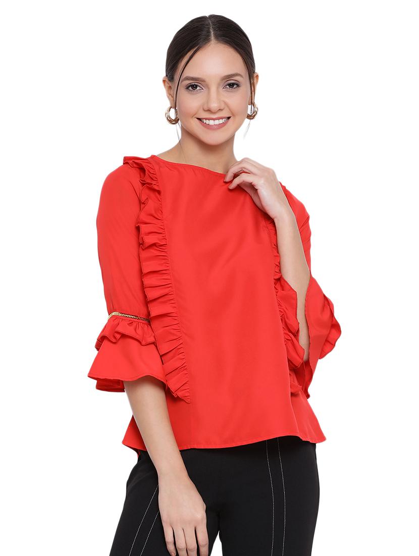 bell sleeved solid top - 17843728 - Zoom Image - 0
