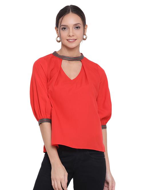 contrast detail choker neck top - 17843729 -  Standard Image - 0