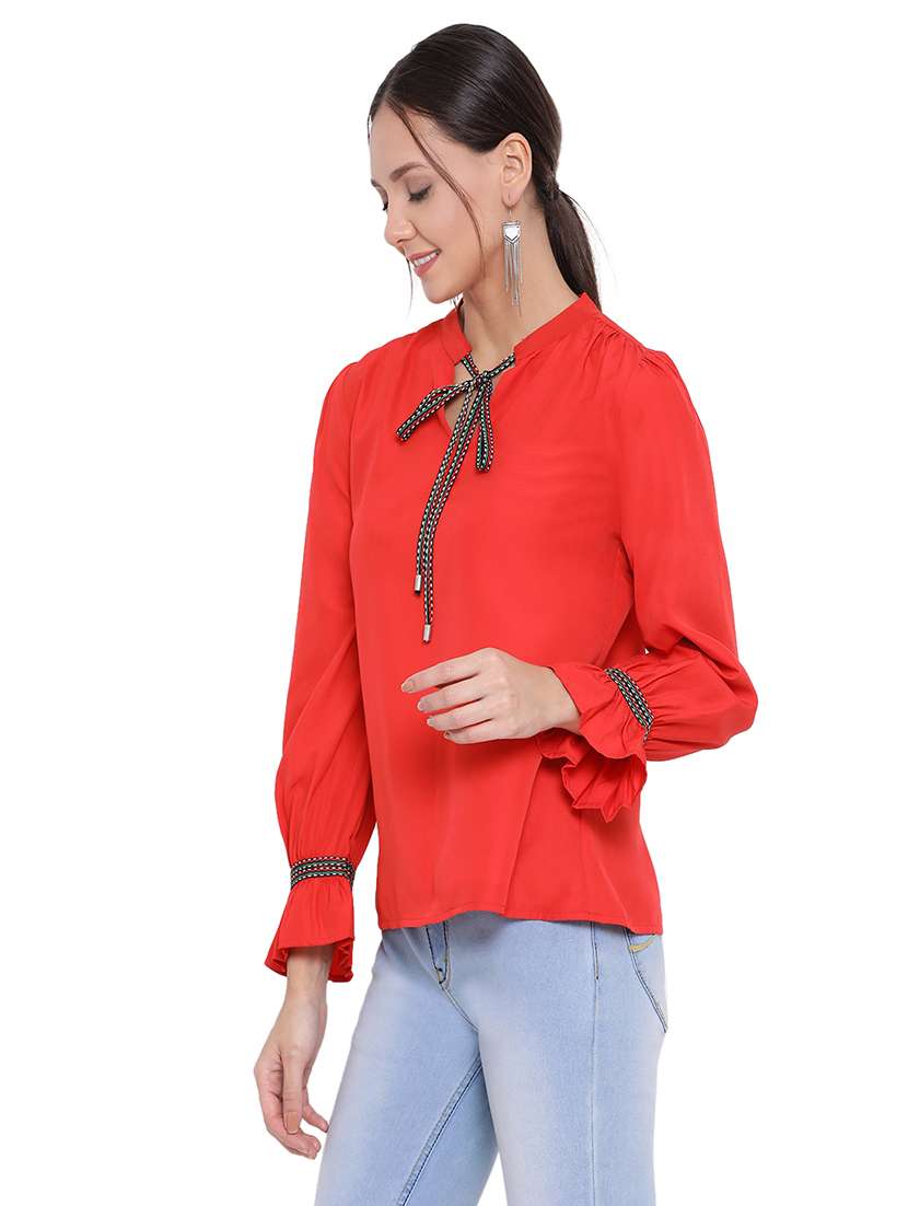 tie up neck solid top - 17843730 -  Standard Image - 1