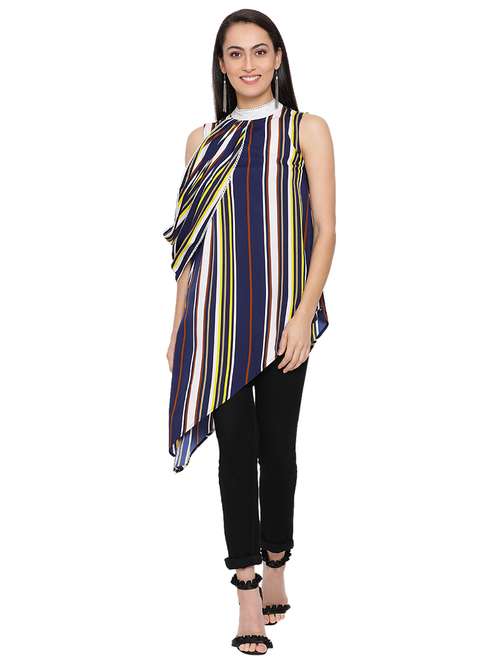 cowl sleeved striped  top - 17843731 -  Standard Image - 0