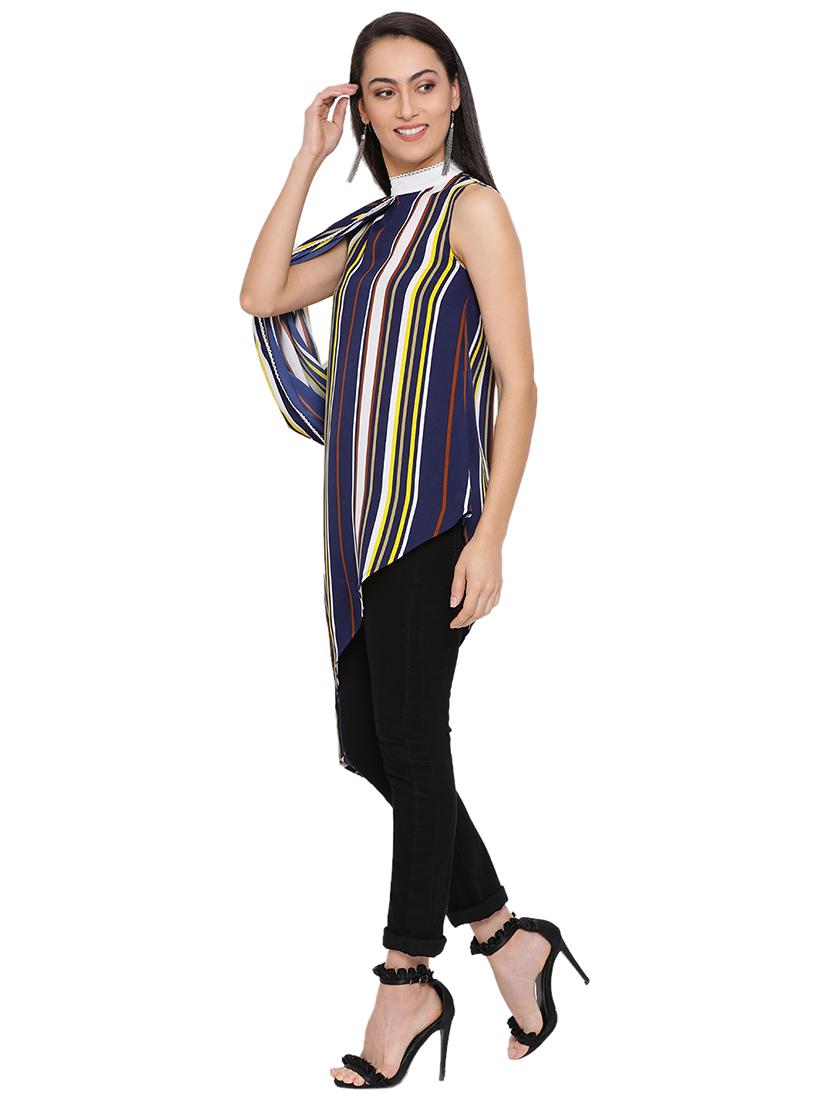 cowl sleeved striped top - 17843731 - Standard Image - 1