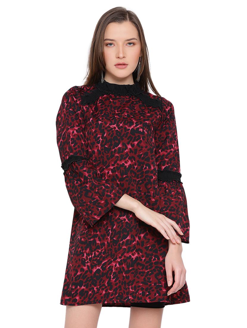 bell sleeved animal a-line dress - 17843737 -  Zoom Image - 0