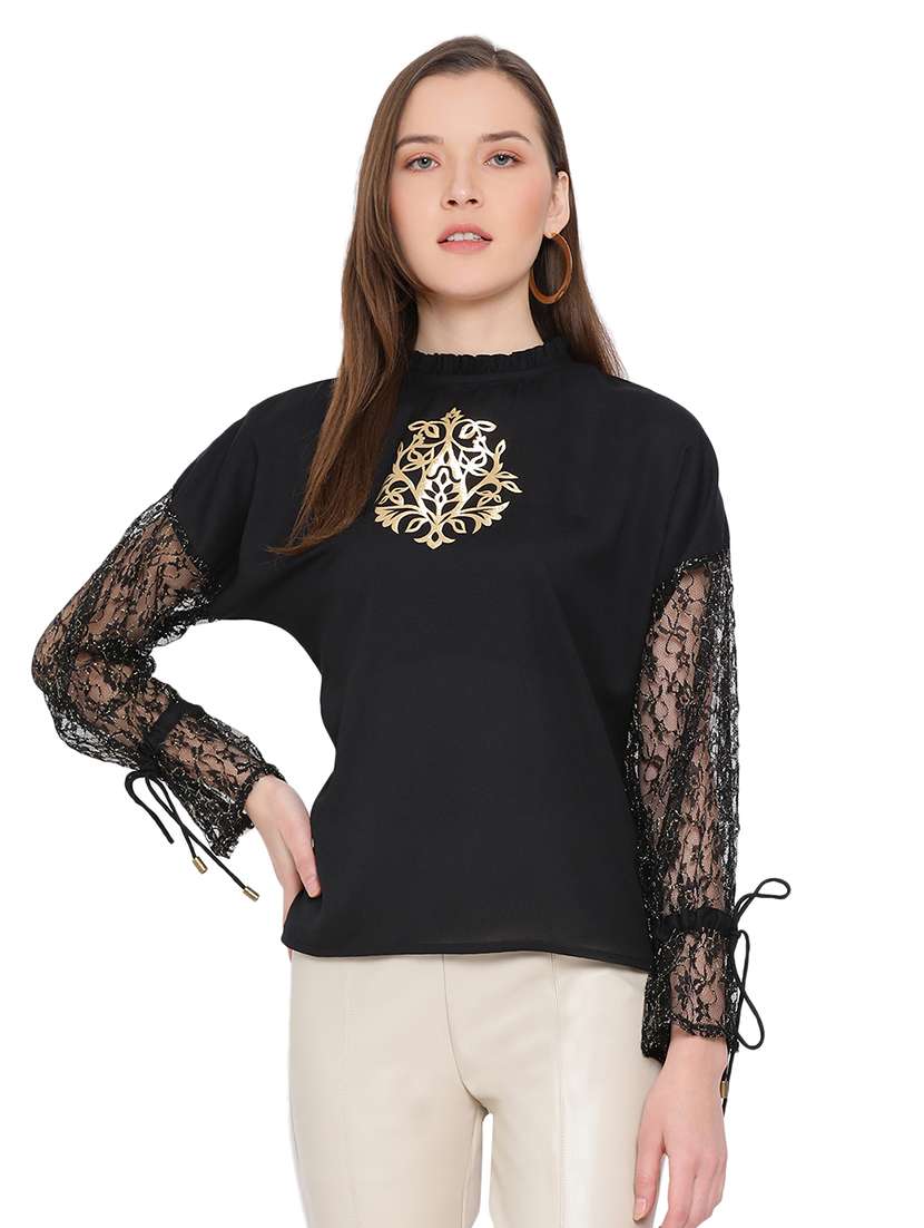 tie knot sleeved solid top 