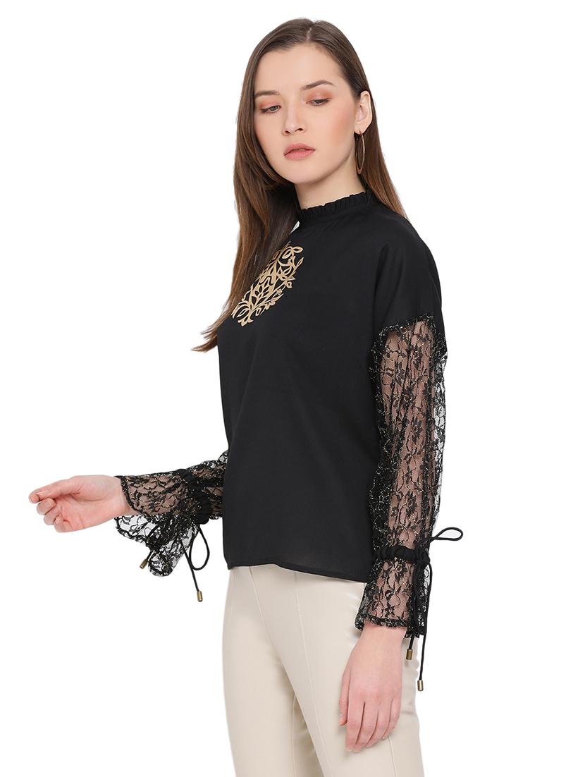 tie knot sleeved solid top - 17843741 - Standard Image - 1