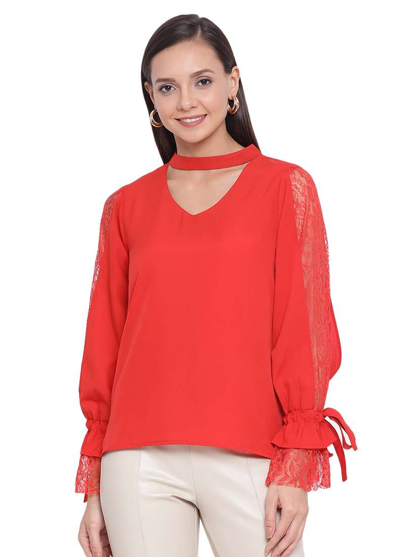 tie knot sleeved solid top  - 17843750 -  Zoom Image - 0