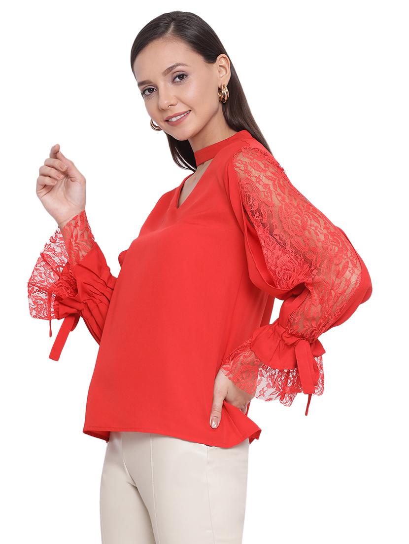 tie knot sleeved solid top - 17843750 - Standard Image - 1