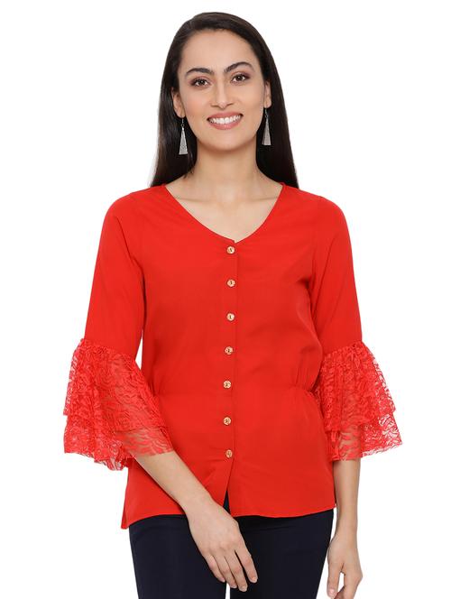 bell sleeved solid top - 17843751 - Standard Image - 0