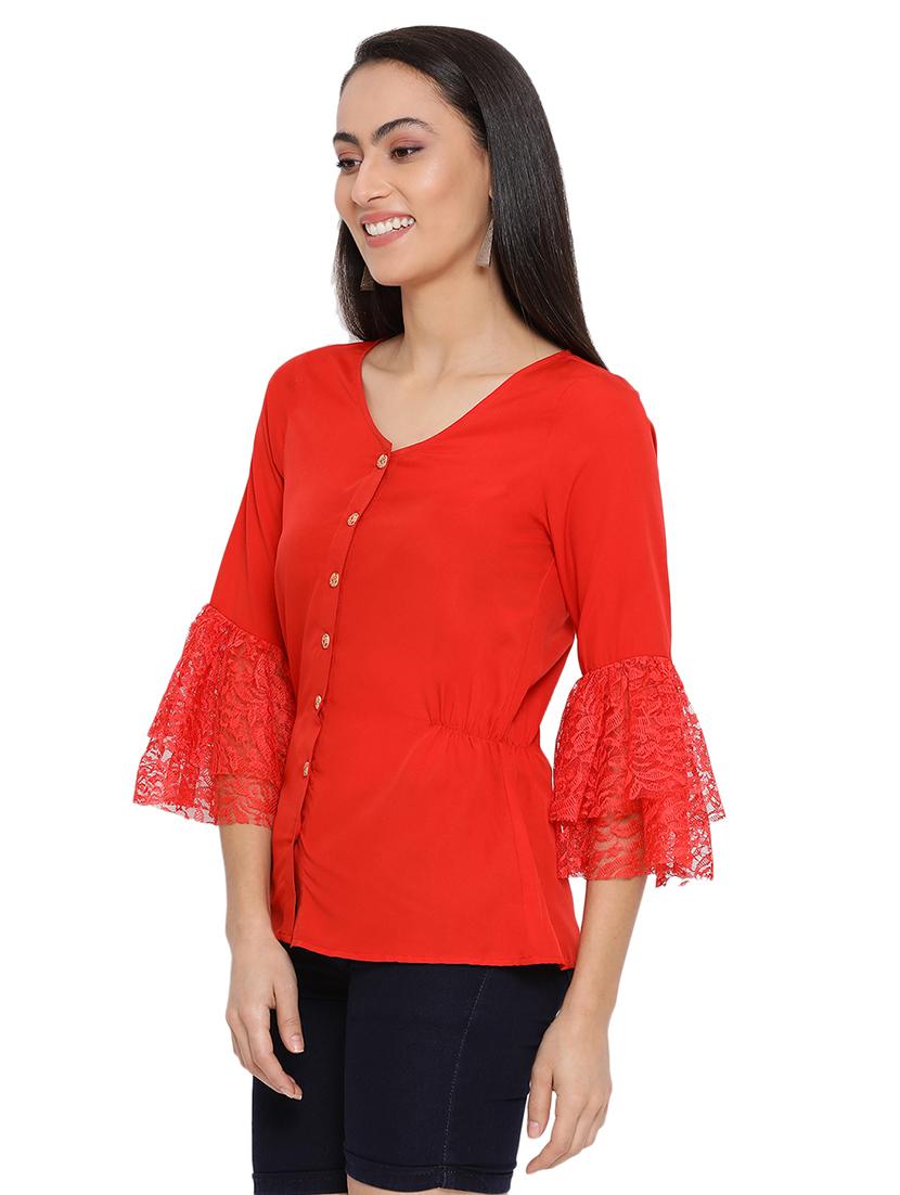 bell sleeved solid top - 17843751 - Standard Image - 1