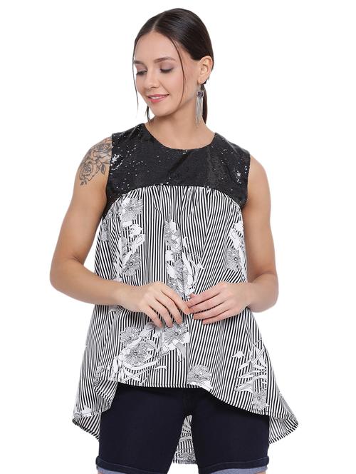 round neck printed asymmetric top - 17843762 - Standard Image - 0