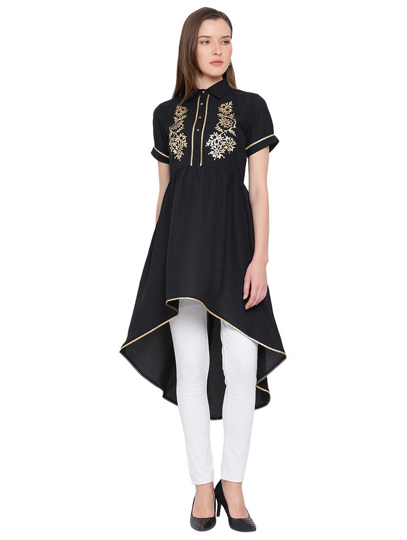 gold printed high low tunic - 17843767 -  Zoom Image - 0