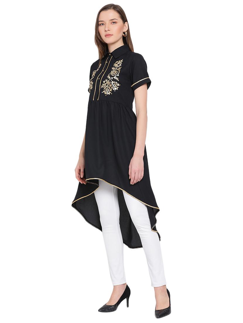 gold printed high low tunic - 17843767 -  Standard Image - 1