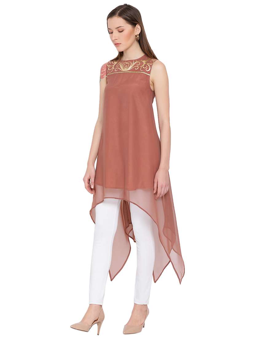 round neck asymmetric hem tunic - 17843768 -  Standard Image - 1