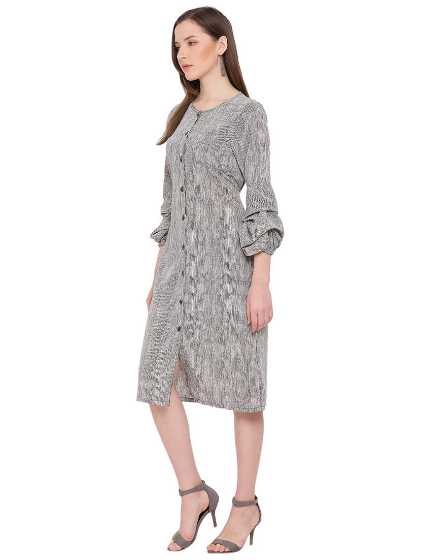 round neck striped a-line dress - 17843769 - Standard Image - 1