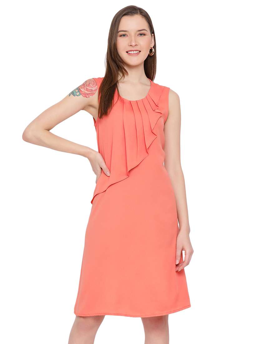 women's ruffle solid dress - 17843772 - Zoom Image - 0