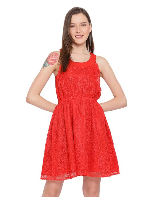 round neck laced blouson dress - 17843773 -  Standard Image - 0