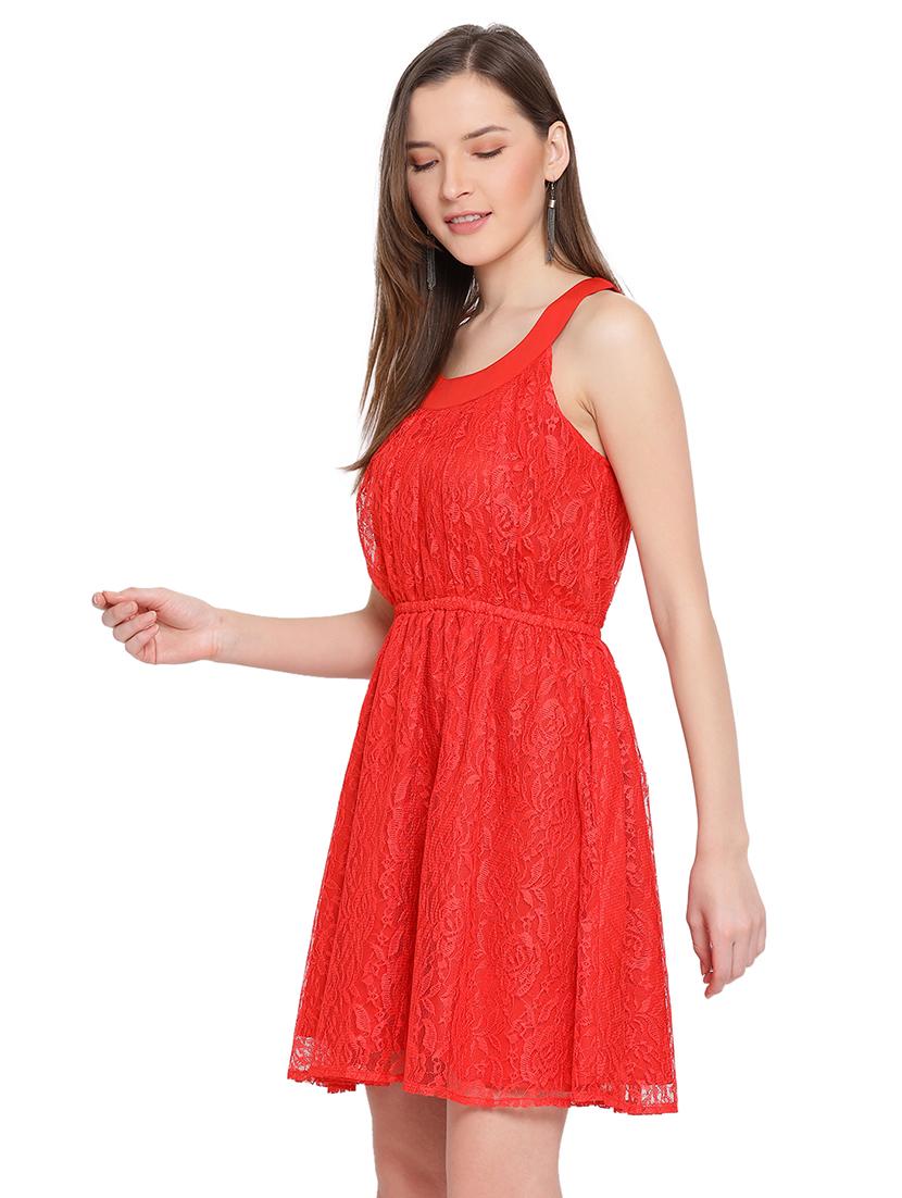 round neck laced blouson dress - 17843773 -  Standard Image - 1