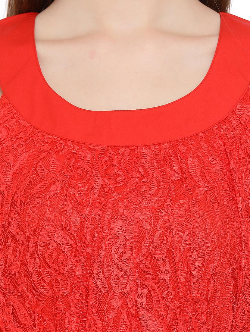 round neck laced blouson dress - 17843773 - Standard Image - 4
