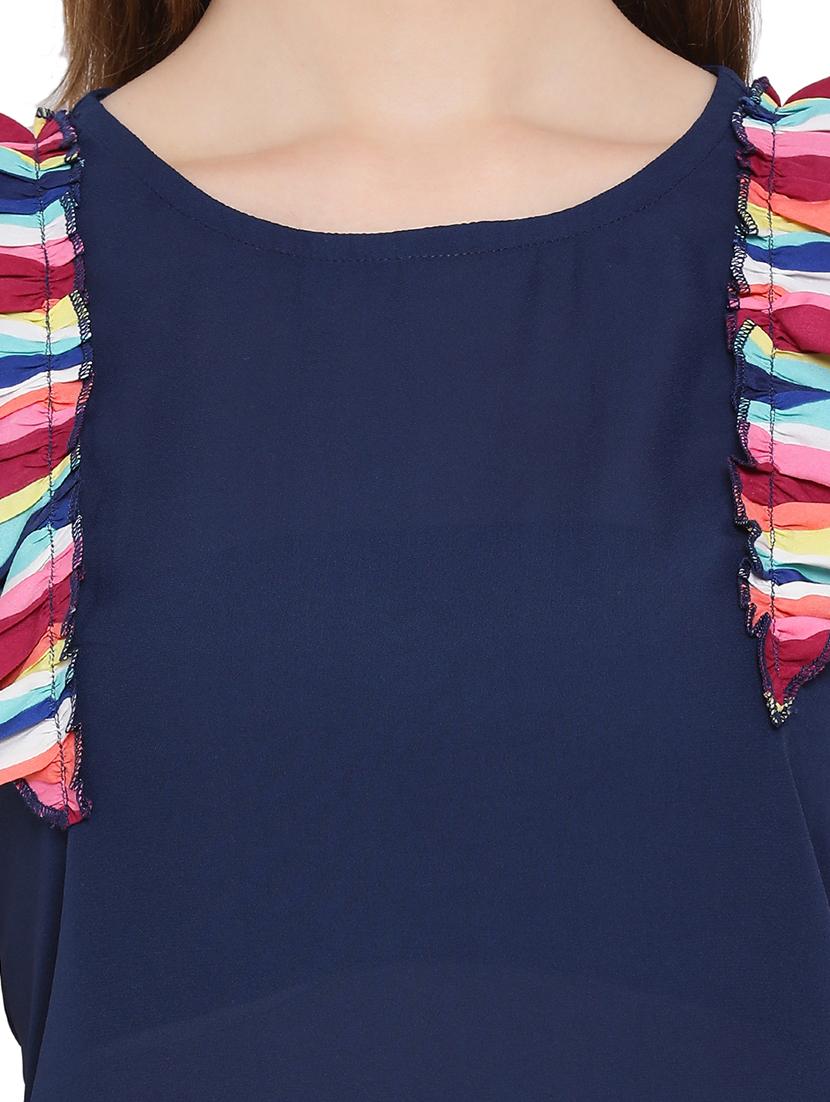 frill detail round neck top - 17843780 - Standard Image - 4