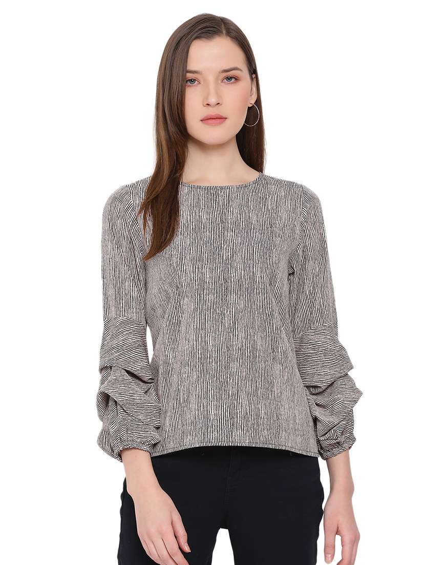 bell sleeved striped top 