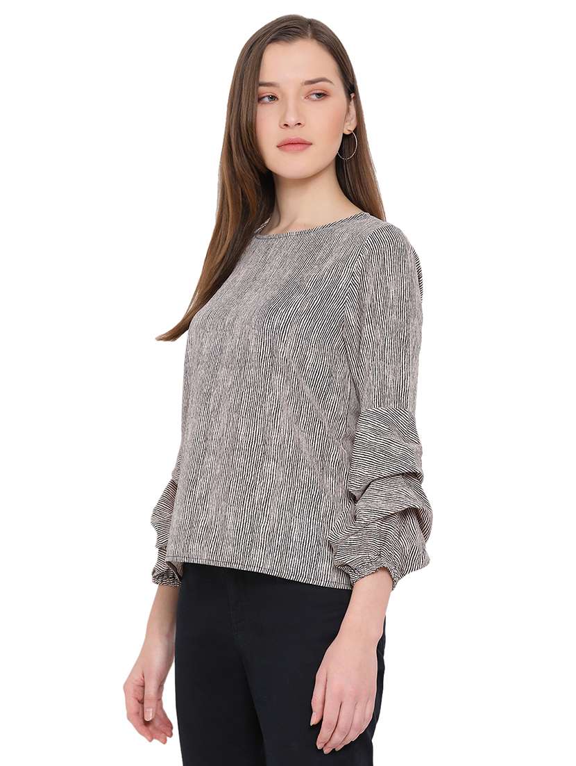 bell sleeved striped top - 17843787 - Standard Image - 1