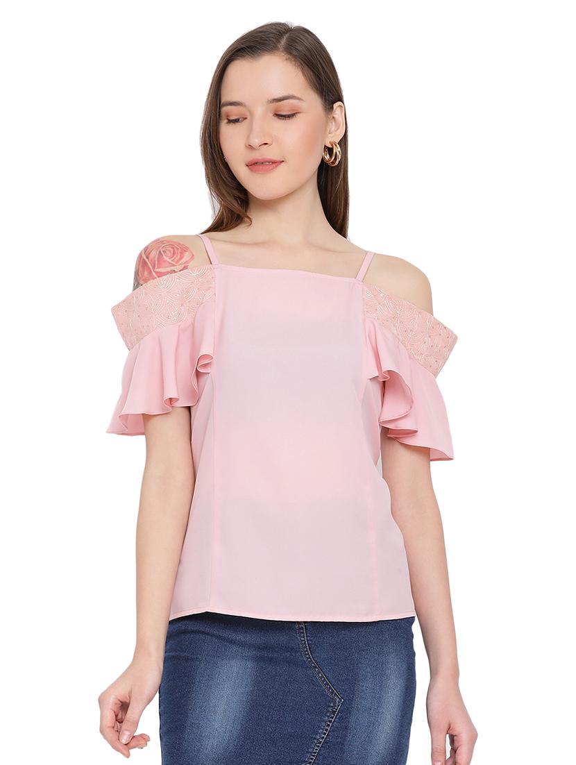 cold shoulder solid top  - 17843793 -  Zoom Image - 0