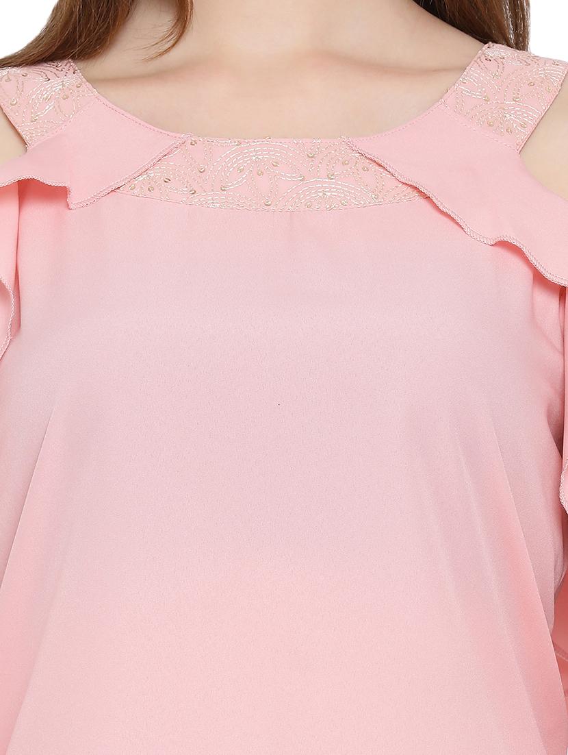 cold shoulder solid top - 17843794 - Standard Image - 4