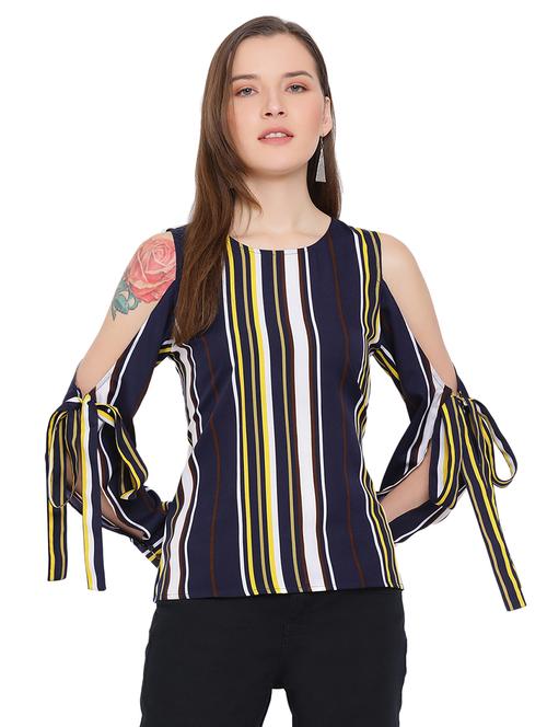 cold shoulder striped top - 17843798 - Standard Image - 0