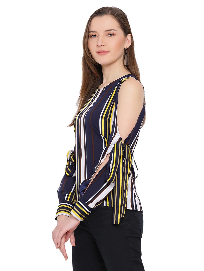 cold shoulder striped top - 17843798 -  Standard Image - 1