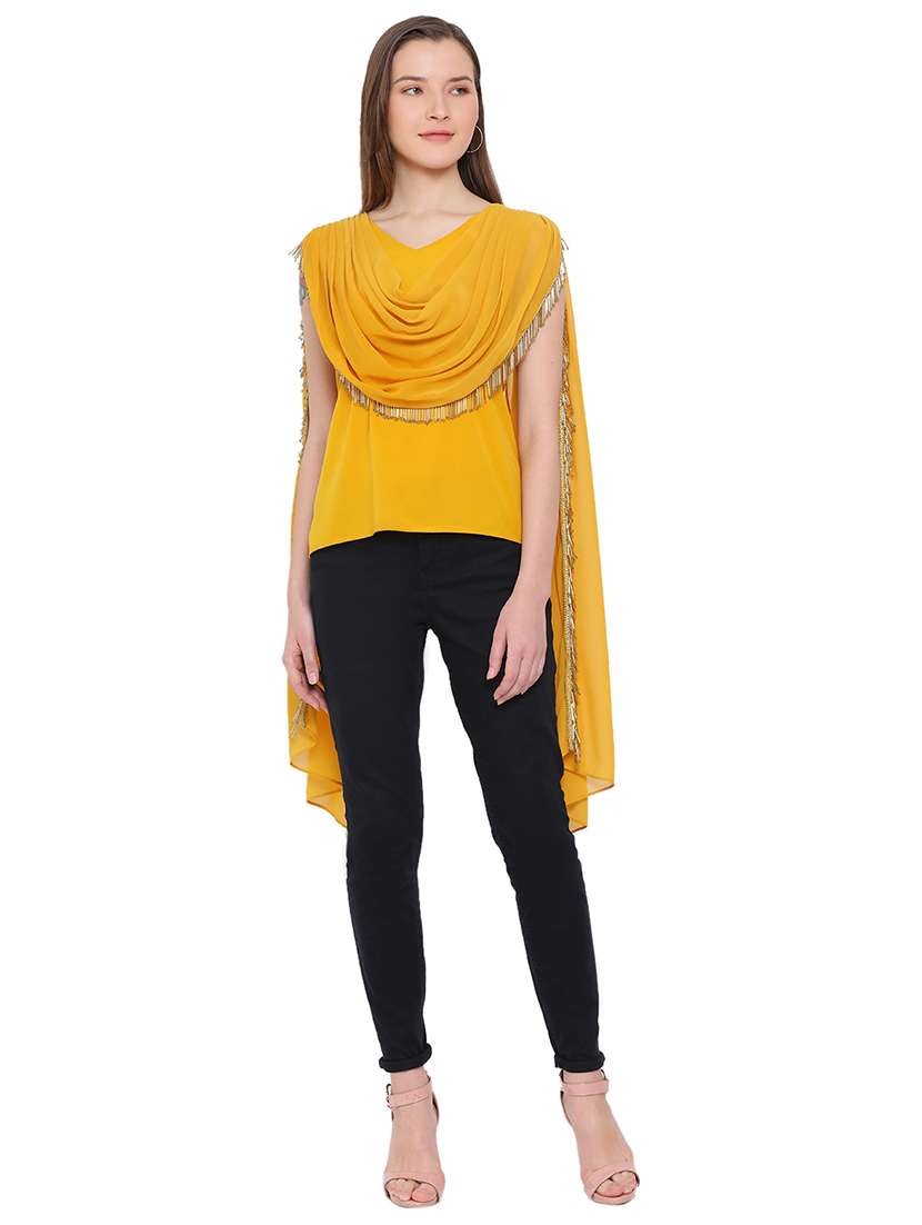 cowl drape lace detail tunic