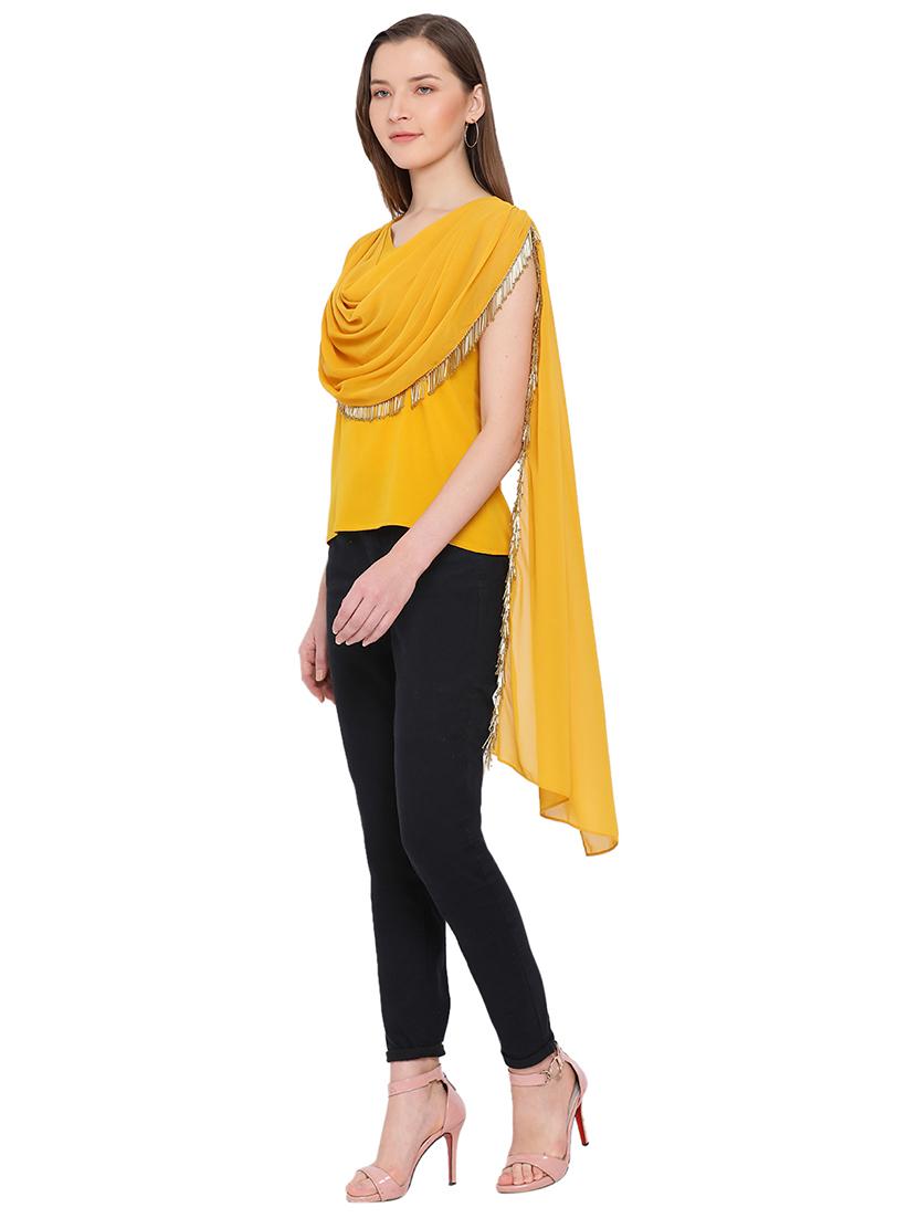 cowl drape lace detail tunic - 17843800 - Standard Image - 1