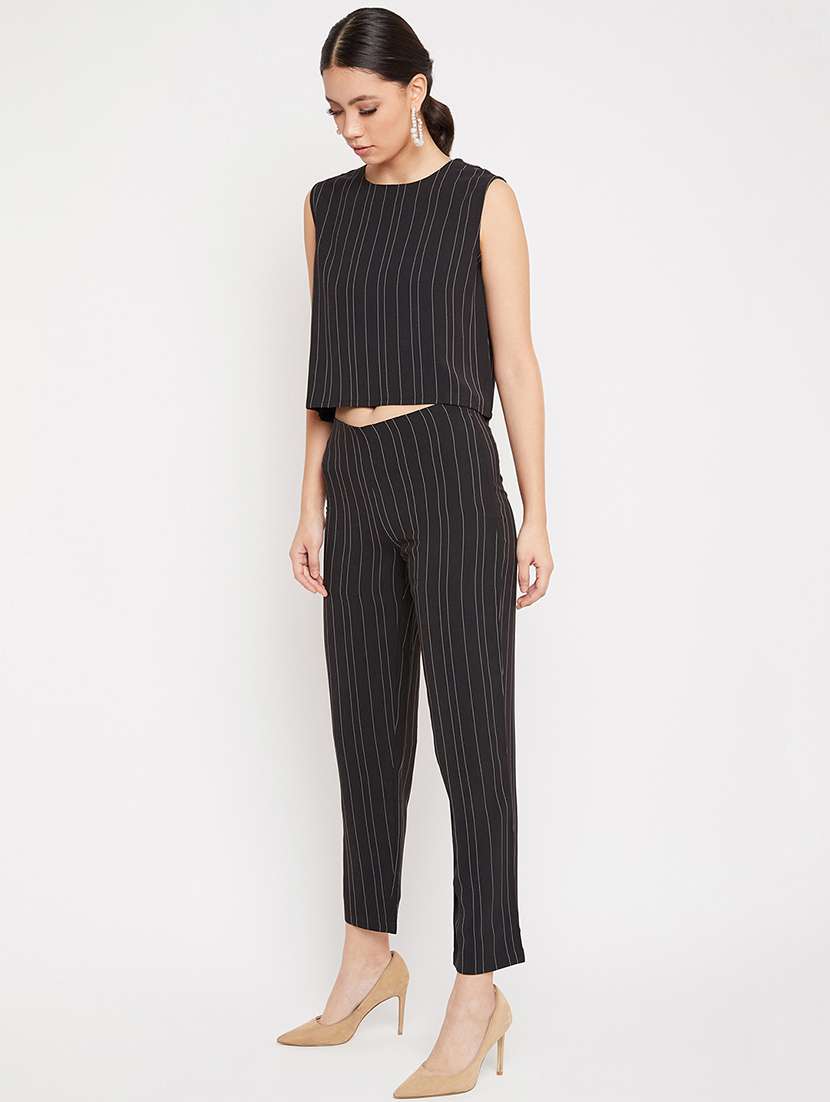 round neck striped top with trouser set - 17844305 - Standard Image - 1