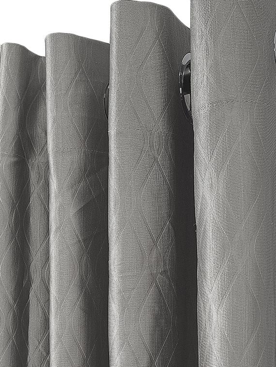cortina emboos new polyester door curtain 7ft-pack of 2 -grey - 17844666 - Standard Image - 1
