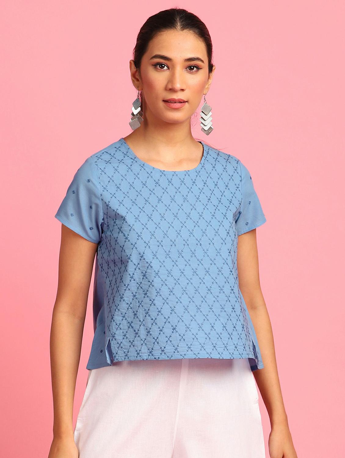 women's a line round neck top - 17846656 - Standard Image - 1