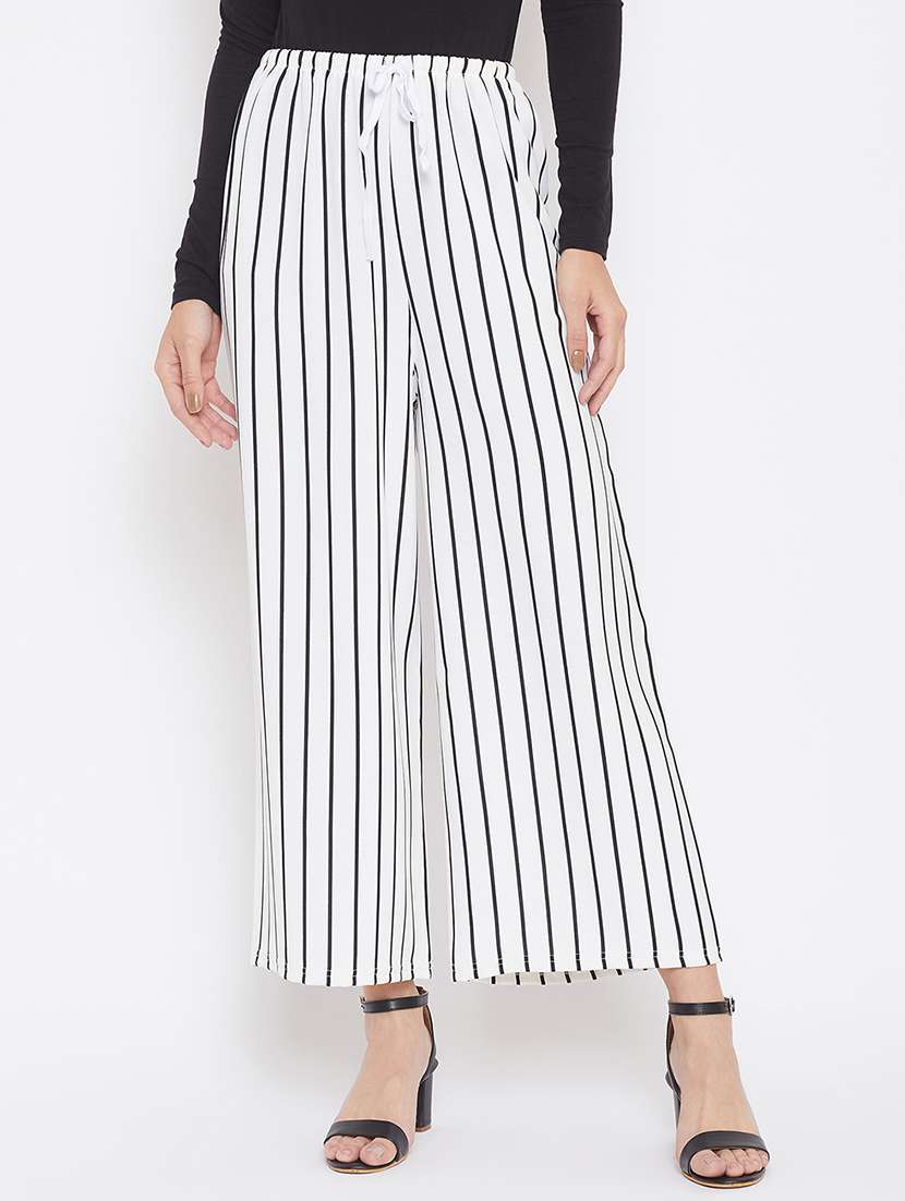 white striped wide leg trouser