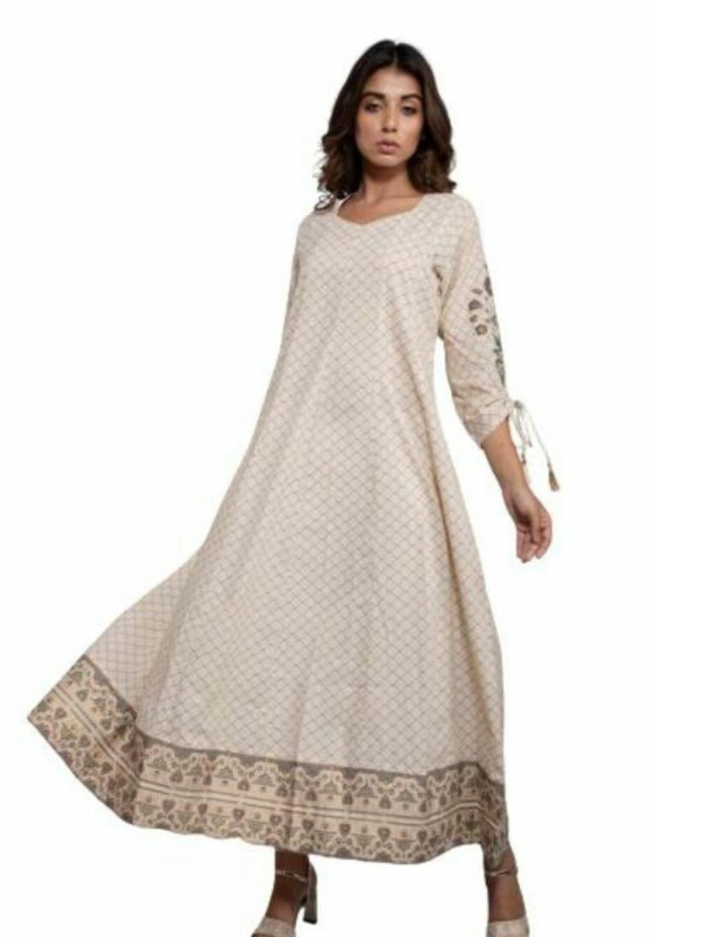 cream net kurti - 17847957 - Standard Image - 1