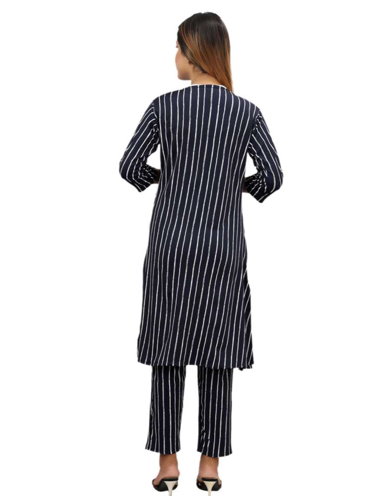 navyblue lycra coord - 17850294 -  Standard Image - 1