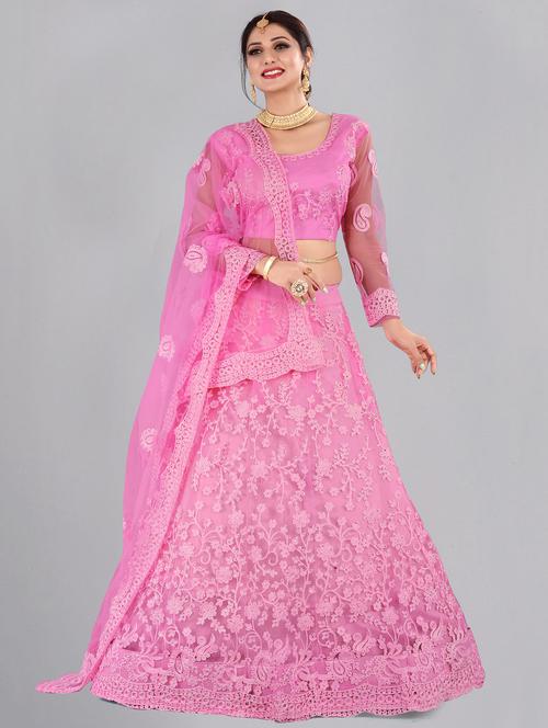 embroidered flared lehenga - 17850570 - Standard Image - 0