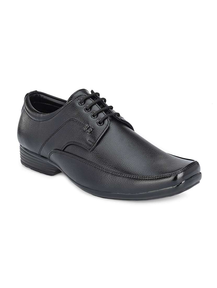 black faux leather laceup derbies