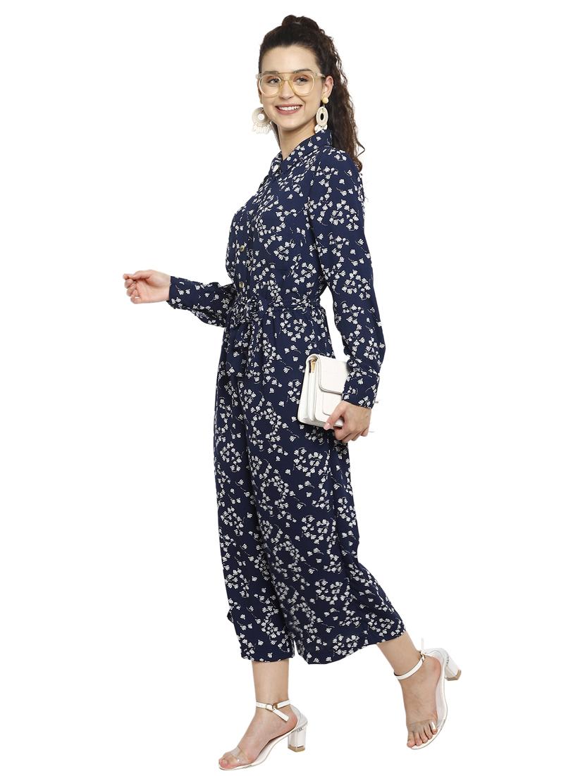 tie front floral full leg jumpsuit - 17851670 -  Standard Image - 1