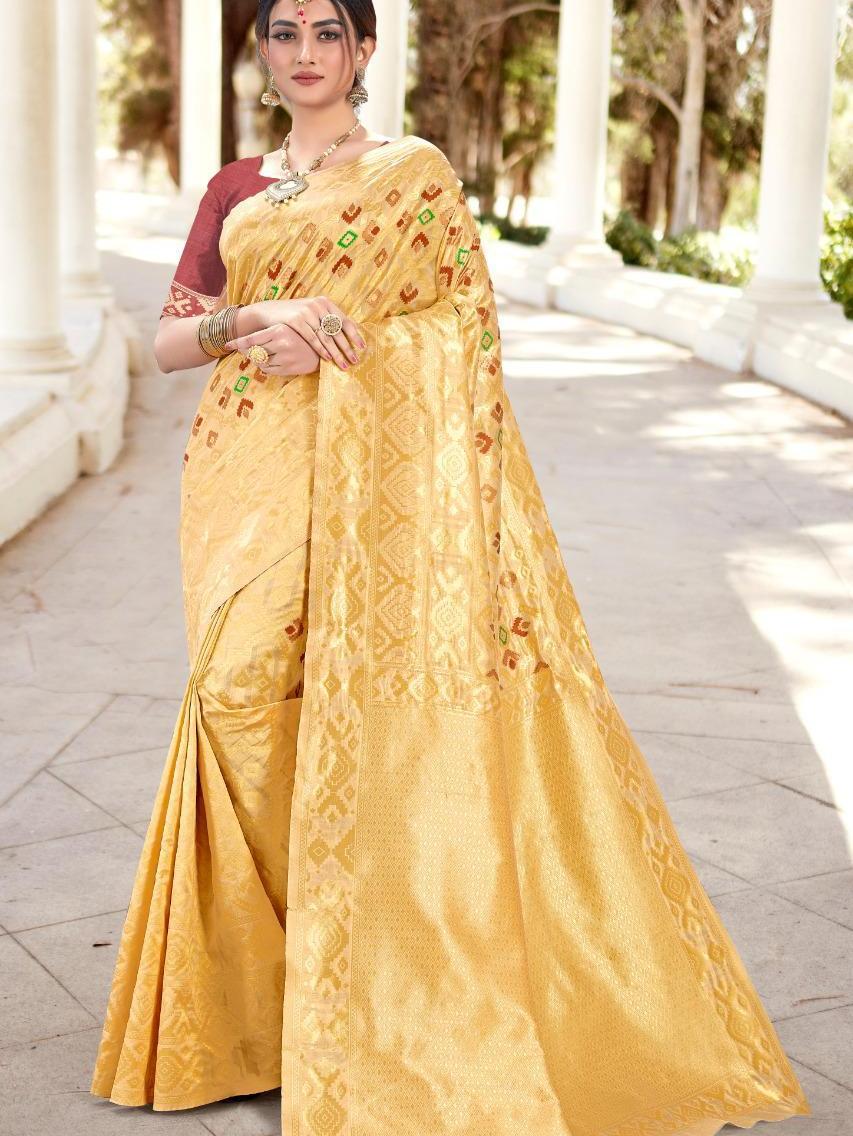 gold jacquard work silk saree - 17851820 - Standard Image - 1