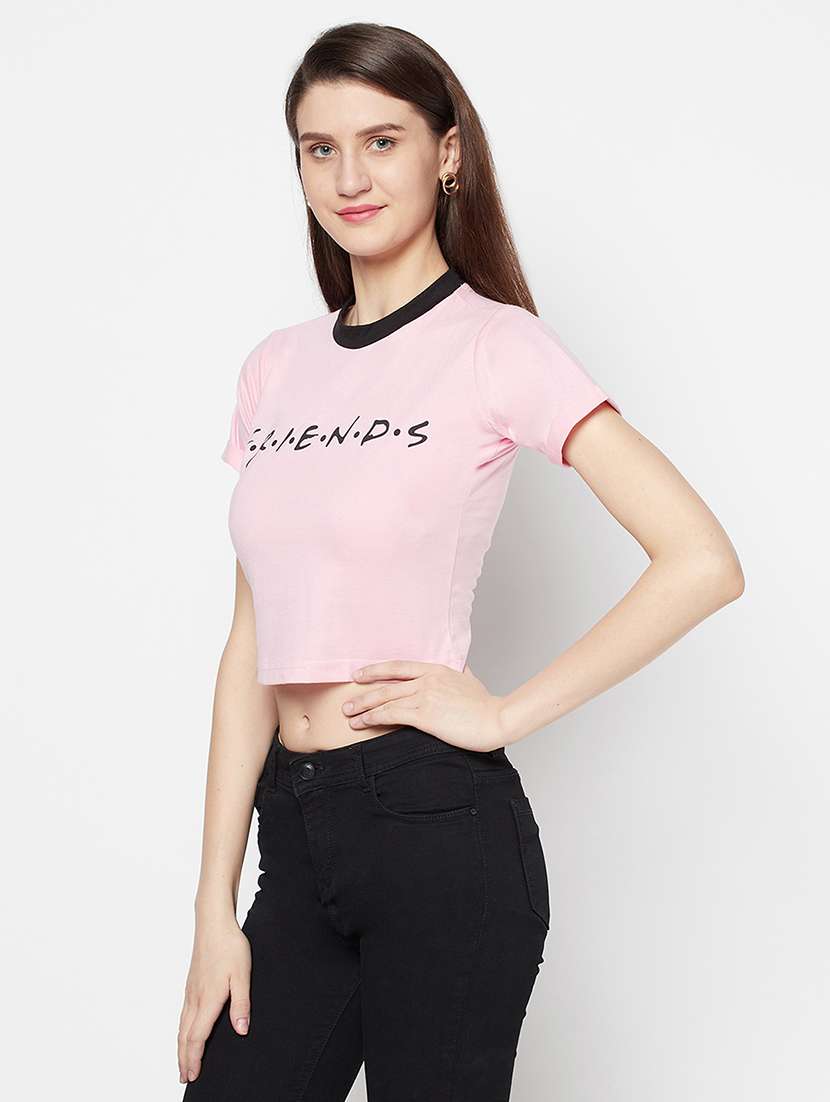 women's chest print crew neck t-shirt - 17853806 -  Standard Image - 1