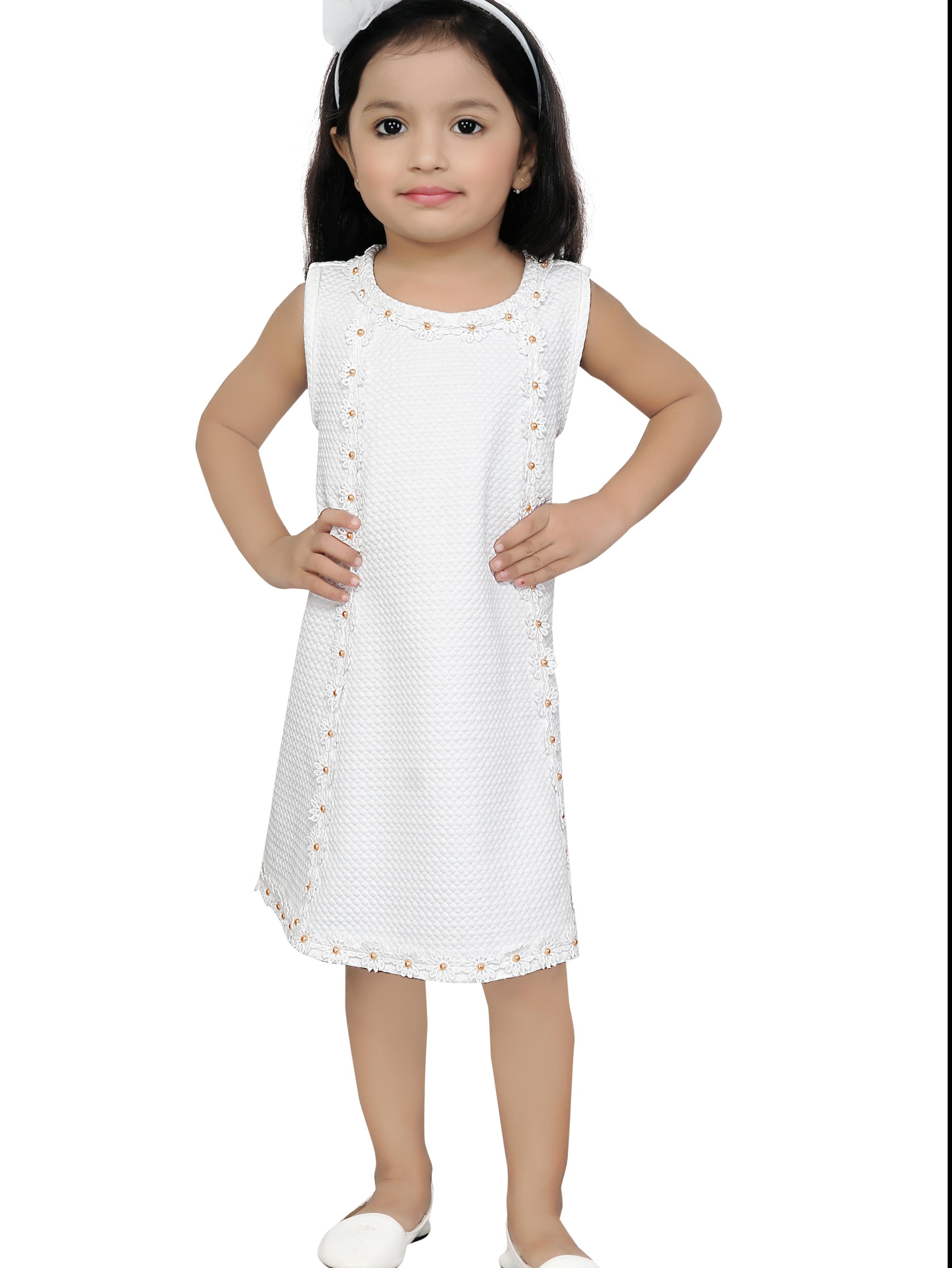 a-line white dress with flower lace - 17854994 - Standard Image - 1