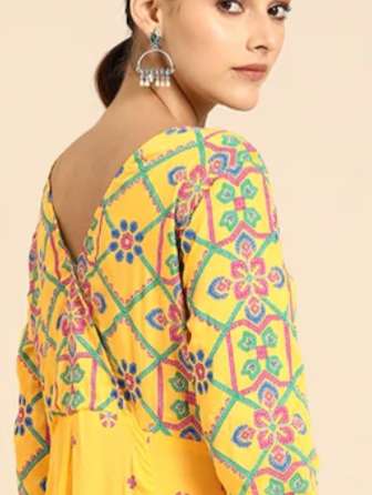 yellow cotton kurti - 17855003 -  Standard Image - 1