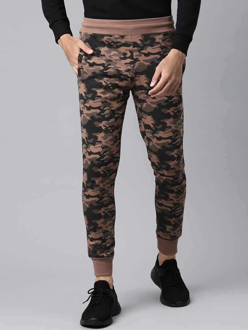 brown camouflage full length track pant